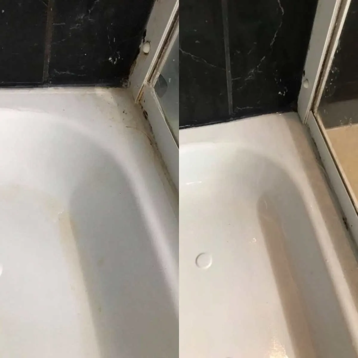Bath before and after cleaning by Elite Cleaning Services Cambridge