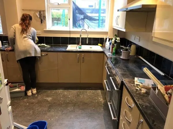 Kitchen being cleaned by Elite Cleaning Services in Cambridge